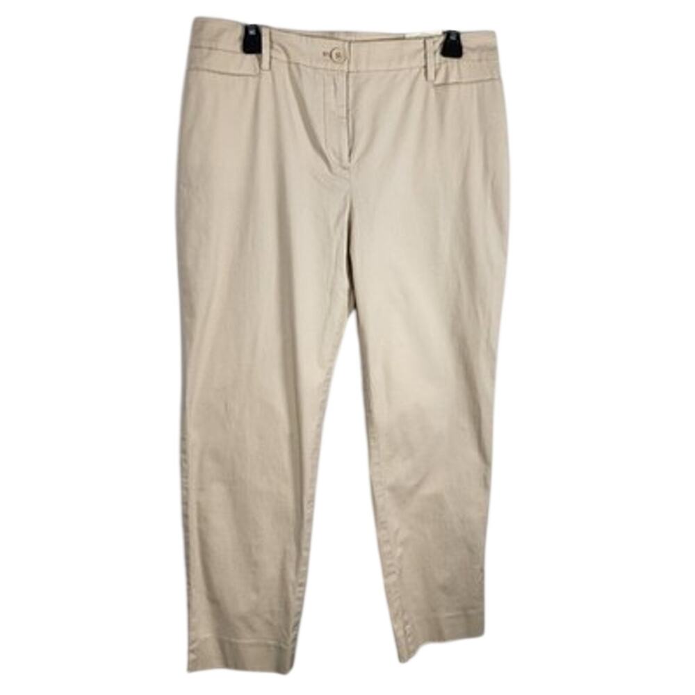 Talbots Women's Simply Flattering Stretch Twill Crop Pants Cream 10 NWT Career